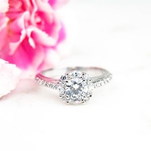 Sterling Silver & Cubic Zirconia Engagement Ring